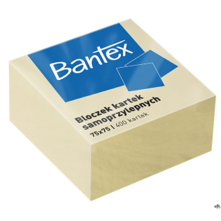 Bloczek samoprzylepne 75x75mm, 400 kartek, żółty BANTEX 400086401