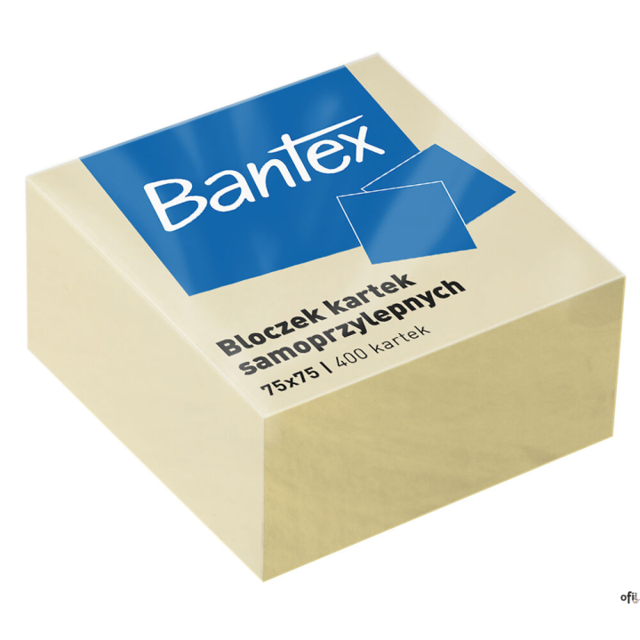 Bloczek samoprzylepne 75x75mm, 400 kartek, żółty BANTEX 400086401