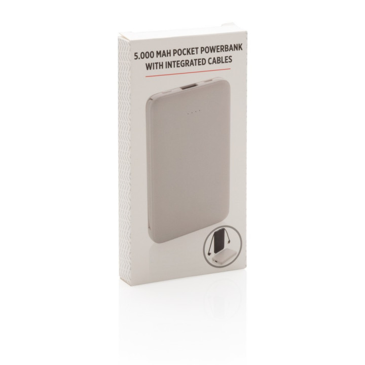 Power bank 5000 mAh, zintegrowany kabel 3 w 1