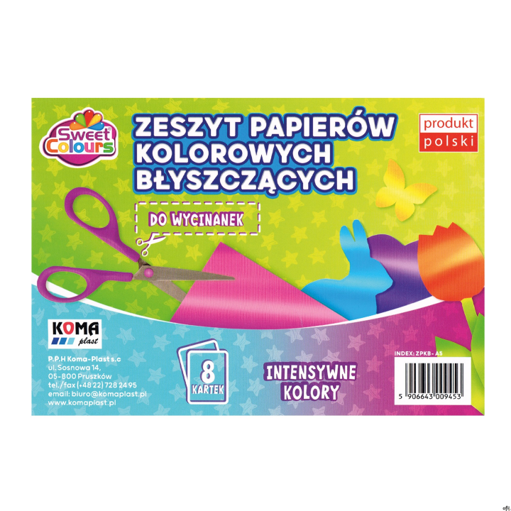 Zeszyt błyszczących papierów kolorowych A5 8 kartek Sweet Colours 09453 KOMA-PLAST