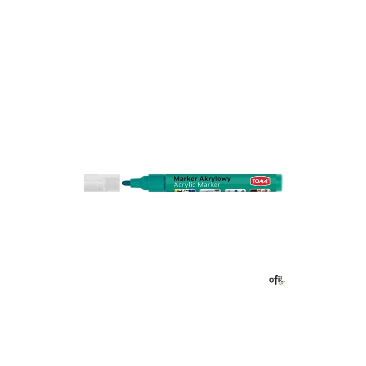 Marker akrylowy, fibrowa końcówka okrągła 2-5mm,  zielony TO-402 Toma