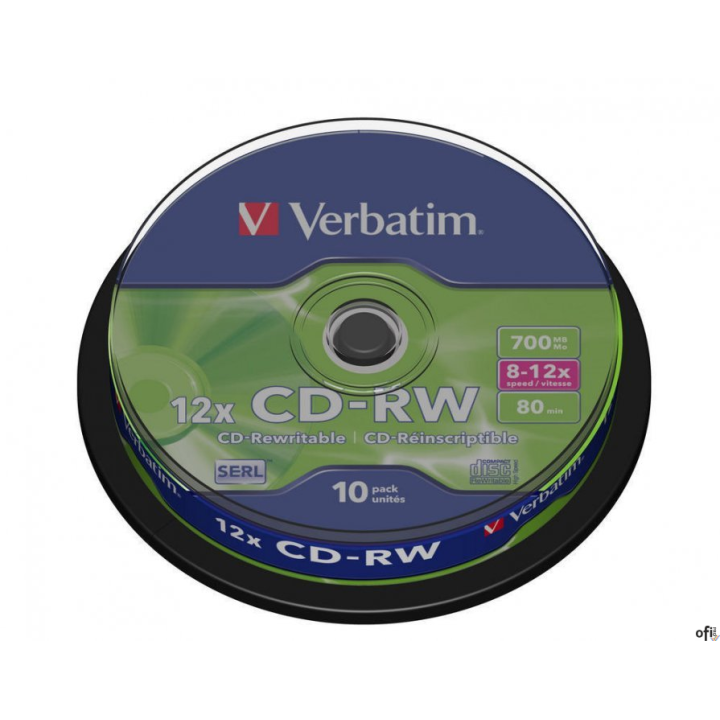 Płyta CD-RW VERBATIM CAKE(10) 700MB x12 43480