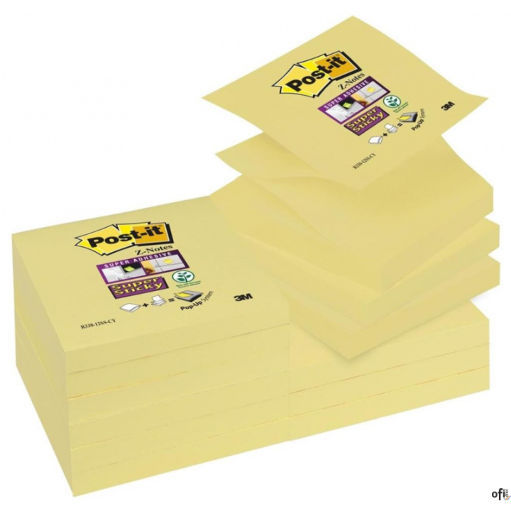 Bloczek_samoprzylepny POST-IT_ Super sticky Z-Notes (R330-12SS-CY), 76x76mm, 1x90 kart., żółty