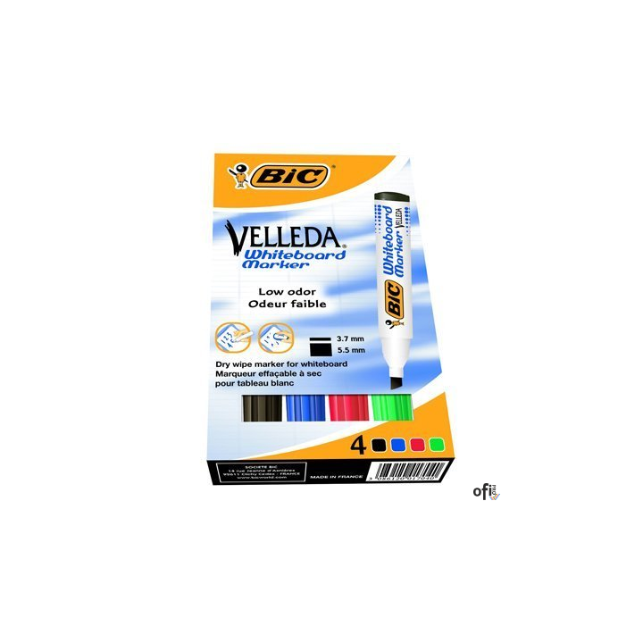 Marker suchościeralny BIC Velleda ECOlutions 1751 mix AST 4szt, 904950