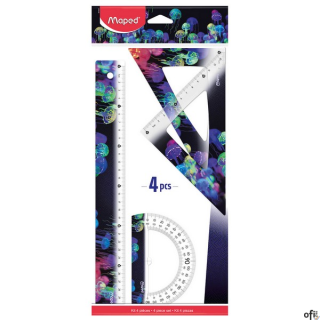 Zestaw Deepsea 2 ekierki, linijka 30 cm, kątomierz Maped 981833