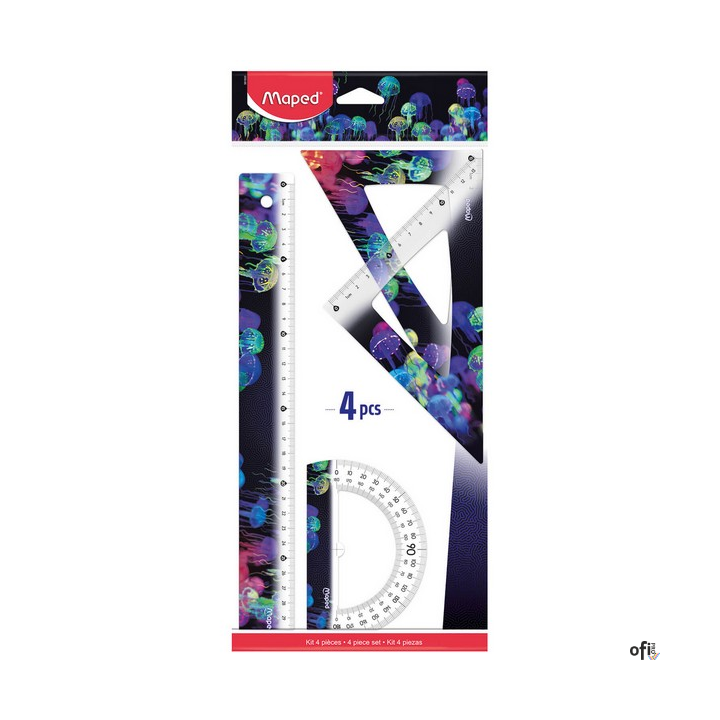 Zestaw Deepsea 2 ekierki, linijka 30 cm, kątomierz Maped 981833
