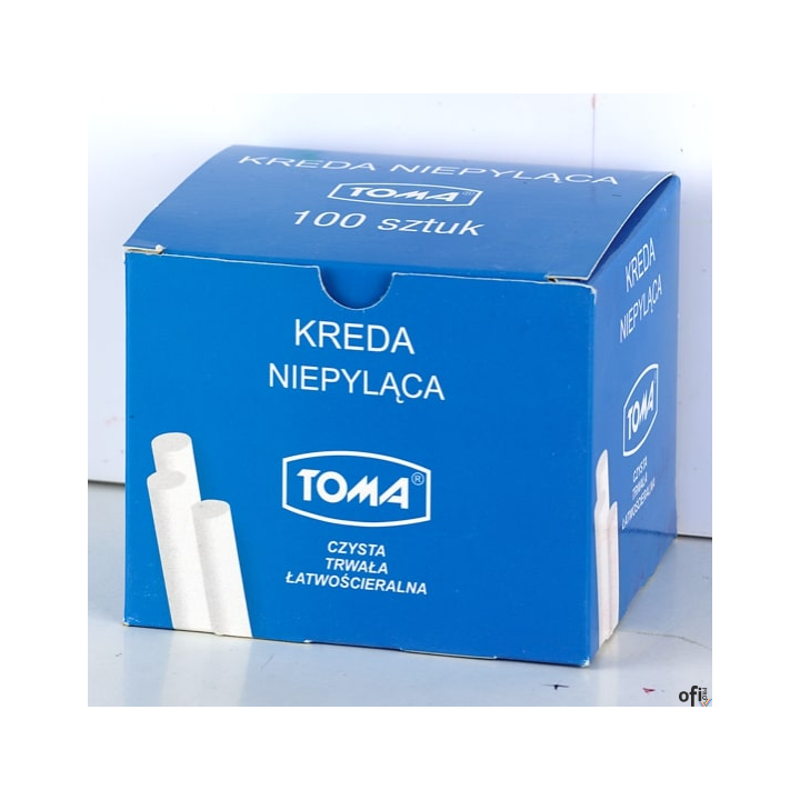 Kreda szkolna niepyląca biała - opakowanie 100 pałeczek biały TO-80200 Toma