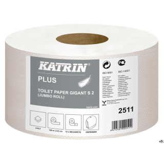Papier toaletowy, duże rolki KATRIN PLUS Gigant S 2, 2511, opakowanie: 12 rolek