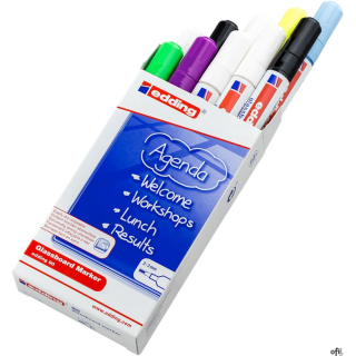Marker EDDING do tablic szklanych mix kolorów 10 szt. 90/10s ed suchościeralny