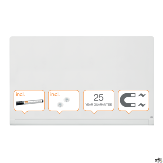 Szklana tablica Nobo Impression Pro z zaokrąglonymi rogami 1900x1000mm, lśniąca biel 1905193