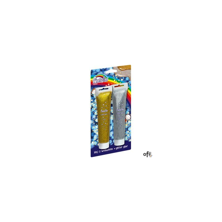 Klej brokatowy FIORELLO GR-BK75 B2, 2 szt./75ml/2 kolory, złoty srebrny 170-2263