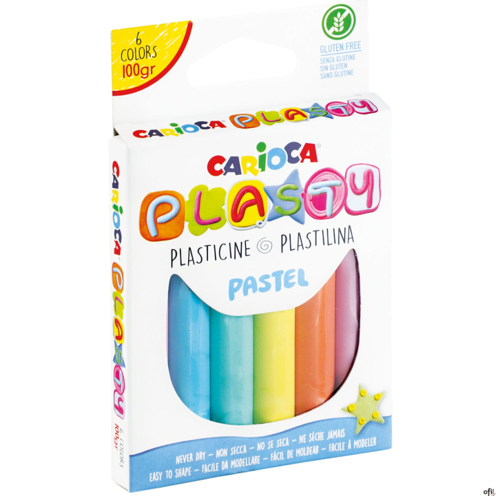 Plastelina pastelowa 100g 6 kolorów bezglutenowa CARIOCA 170-2525 SALE