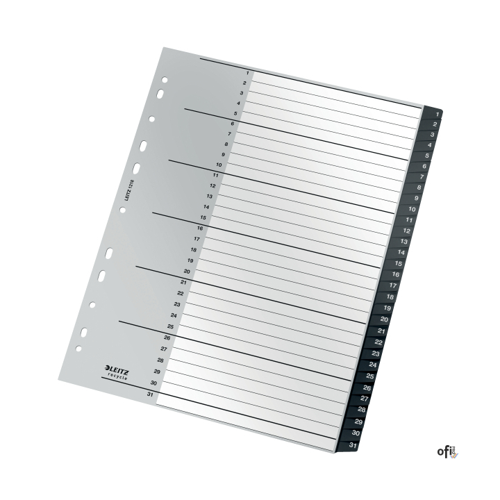 Przekładki Recycle 1 - 31, A4, PP, czarne Leitz, 12180000