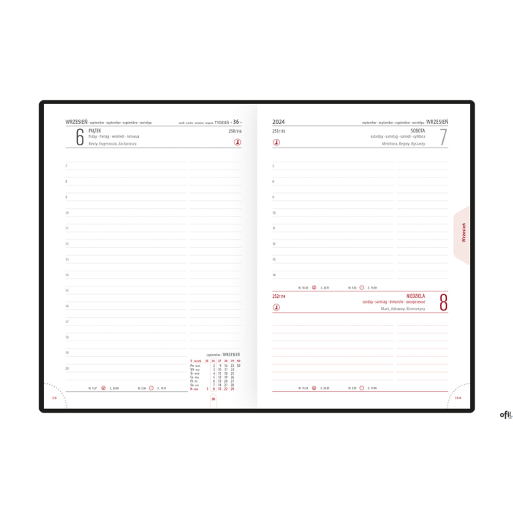 Kalendarz A5 STANDARD książkowy (KS1), 15 - grafit fabric 2024 TELEGRAPH