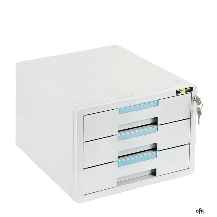 Szafka na dokumenty YELLOW ONE YL-SP03GY plastikowa - 3 szufl. + zamek, szaro-niebieska 120-1895