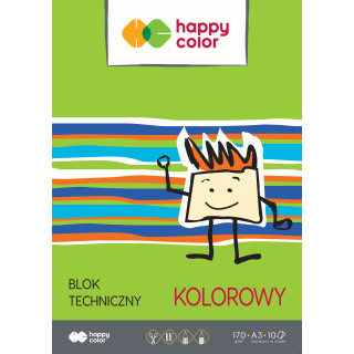 Blok techniczny kolorowy A3, 170g, 10 ark, Happy Color HA 3550 3040-09