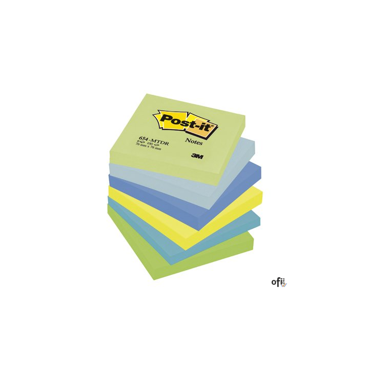 Nowy indeks blk3996 Bloczek samoprzylepny 76x76 6szt. 654-MTDR POST-IT 3M paleta marzycielska (X)