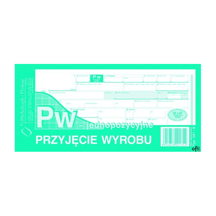 381-8 PW jednopozycyjne przyjęcie wyrobu MICHALCZYK I PROKOP (X)