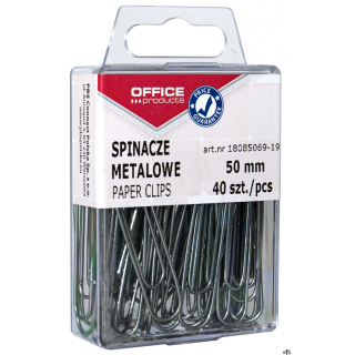 Spinacze metalowe OFFICE PRODUCTS, gładkie, 50mm, w pudełku, 40szt., srebrne  18085069-19