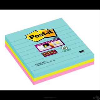 Karteczki samoprzylepne Post-it Super Sticky XL Miami w linię 101x101 mm 3x70 karteczek