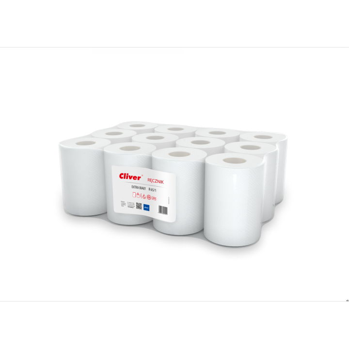 Ręcznik CLIVER 65m 1W EKO extra biały (op 12szt) 5951
