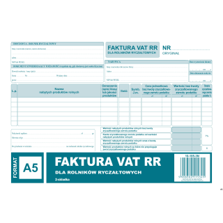 Faktura VAT RR A5, 80 kartek (1+1) 10-185-3N DOTTS