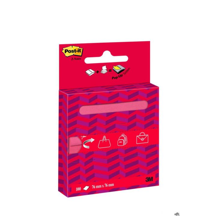 Karteczki samoprzylepne Post-it_ Z-Notes On The Go (R330-OTG), 76x76mm, 1x100 kart., w kartonowym podajniku, mix kolorów