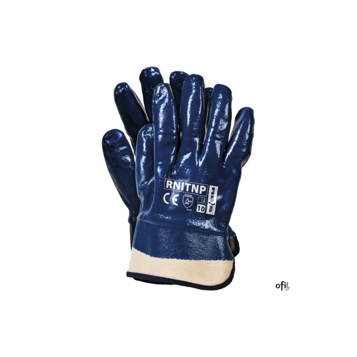 Rękawice ochronne powlekane nitrylem 10 granatowe REIS RNITNP G