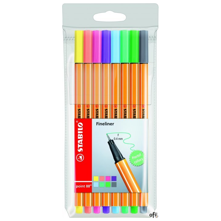 Cienkopis STABILO point 88 komplet 8szt. pastelowy 88/8-01