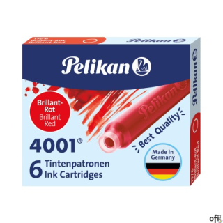 Naboje do piór, krótkie czerwone 400142567 PELIKAN