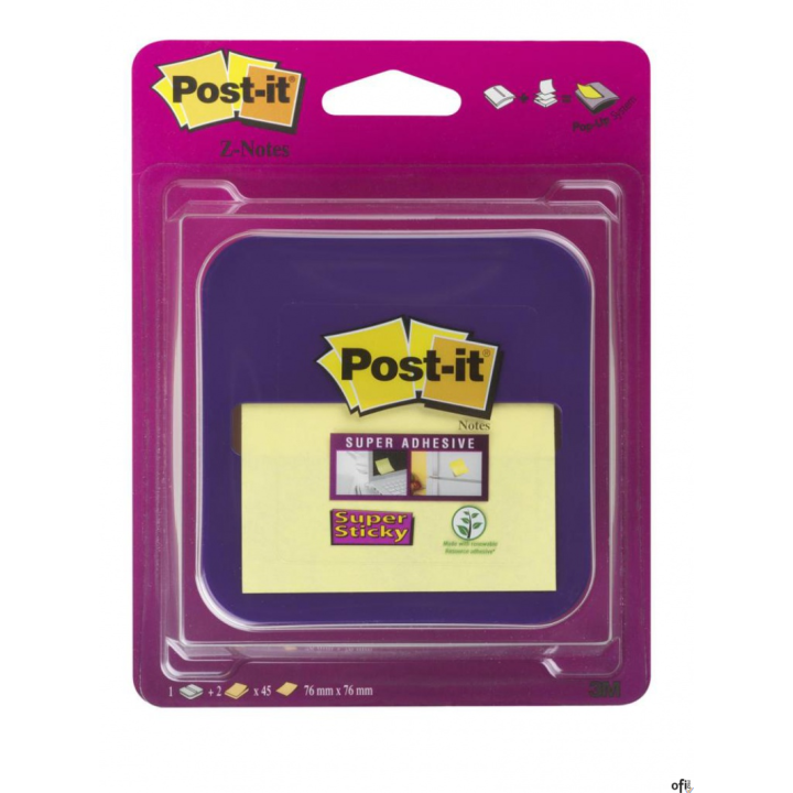 Podajnik do karteczek samoprzylepnych POST-IT_ Z-Notes (VD-330), fioletowy, w zestawie 2 bloczki Super Sticky Z-Notes