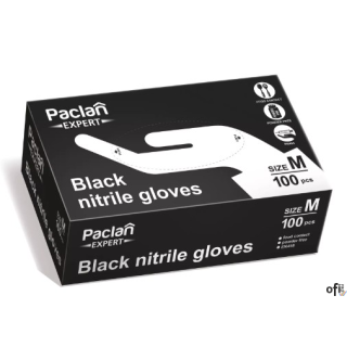 Rękawice nitrylowe czarne M 100szt. PACLAN