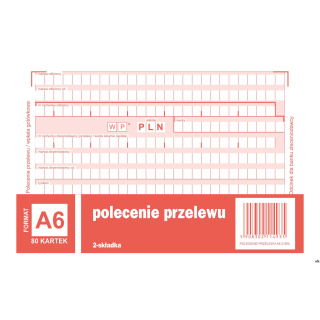 Polecenie przelewu, (1+1), A6 80 kartek, 10-449-5M DOTTS