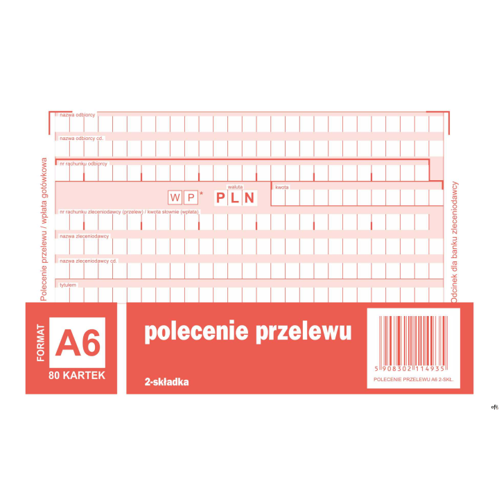 Polecenie przelewu, (1+1), A6 80 kartek, 10-449-5M DOTTS
