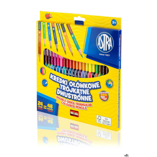 Kredki ołówkowe dwustronne trójkątne 24 sztuki / 48 kolorów ASTRA, 312116004