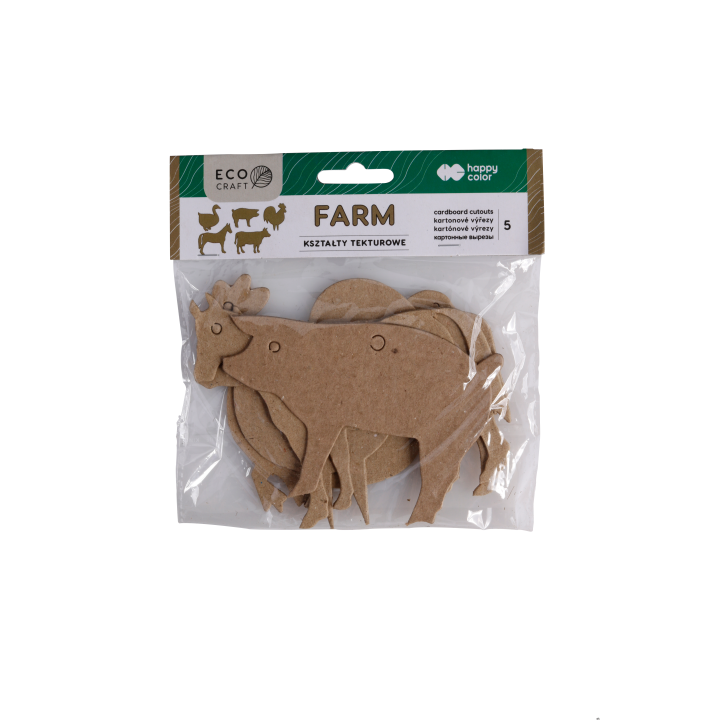 Zestaw kształtów tekturowych FARM, 5 szt, 10x6 cm, Happy Color HA 4512 1006-FA5
