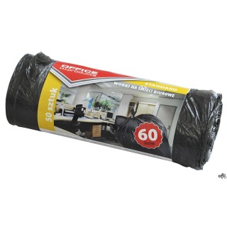 Worki na śmieci biurowe standard (HDPE) 60l 50szt. czarne OFFICE PRODUCTS 22011123-05