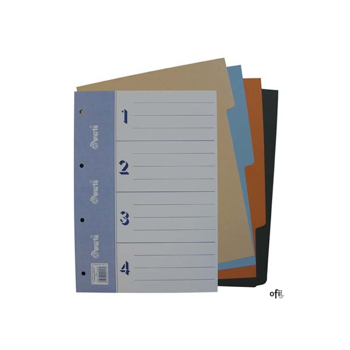 Przekładka do segregatora A4 4części karton barwiony 990-012* WARTA