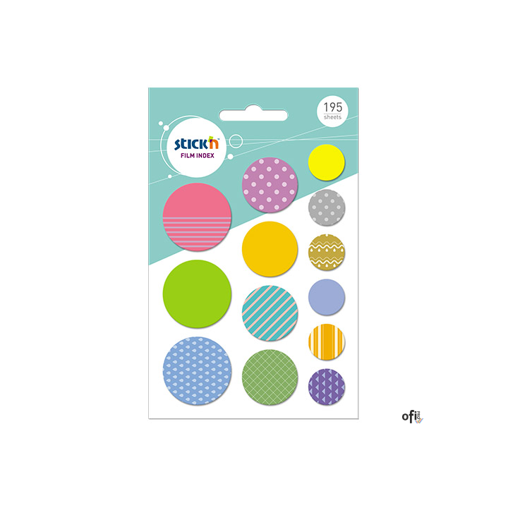 Zakładki indeksujące STICKN kształty, różne rozmiary KOŁA 195szt. 21761