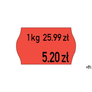Etykiety cenowe w rolce do metkownicy dwurzędowej Meto, 26x16 mm, czerwone opakowanie 6 rolek M30014337
