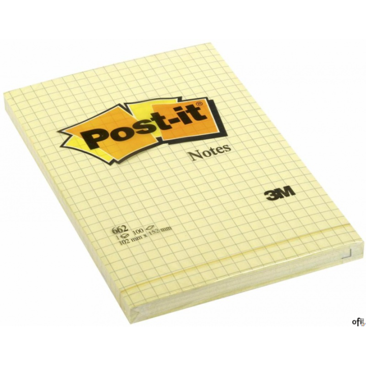 Bloczek 3M POST-IT 662 102x152mm żółte 100k kratka FT510010638