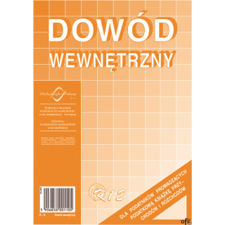 Dowód wewnętrzny dla podatników prowadzących podatkową k.p.i.r.K-12 Michalczyk i Prokop