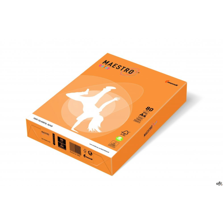 Papier xero MAESTRO COLOR A4 80g NEOOR neonowy odcień pomarańczowy