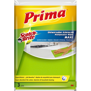 Ściereczki uniwersalne PRIMA Maxi Jak bawełna, 3szt., żółte