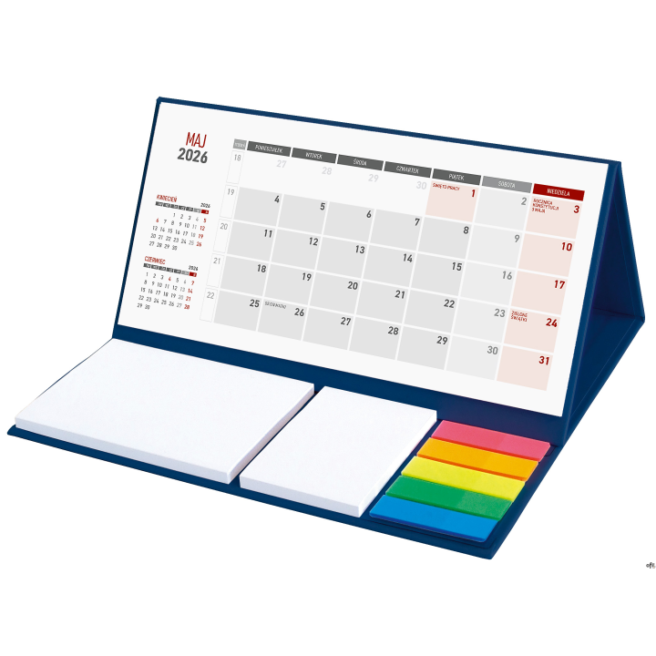 Kalendarz z notesem miesięczny klejony KB064B granat 2026 WOKÓŁ NAS
