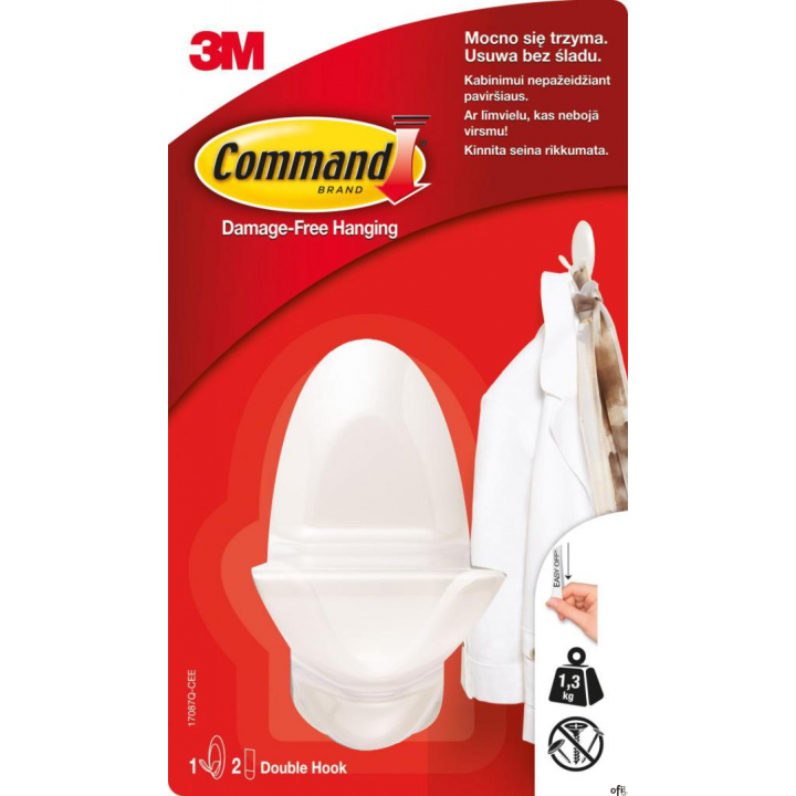 Hak łazienkowy COMMAND_ (17087), podwójny, duży, biały