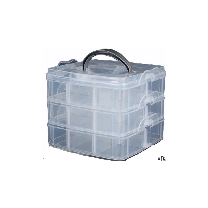 Organizer pojemnik 18 przegródek 3 warstwy 15x15x12,5cm  P2007623 na śrubki / koraliki