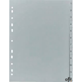 Przekładki numeryczne A4 1-15, szare, polipropylenowe, Biella 470415-00