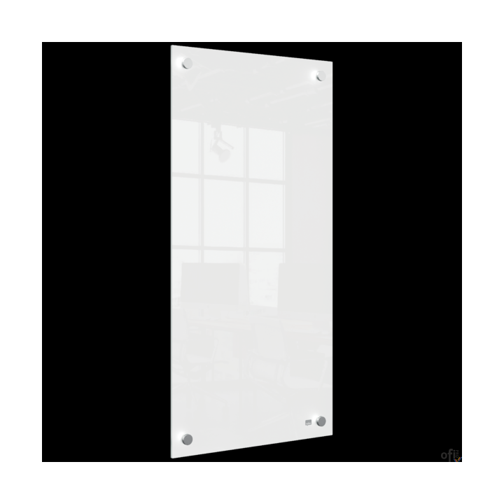 Mała podłużna szklana tablica suchościeralna Nobo Home 300x600mm, biała 1915603