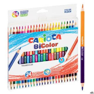 Kredki ołówkowe trójkątne CARIOCA BiColor 24 szt. / 48 kol. (43031) 160-2215